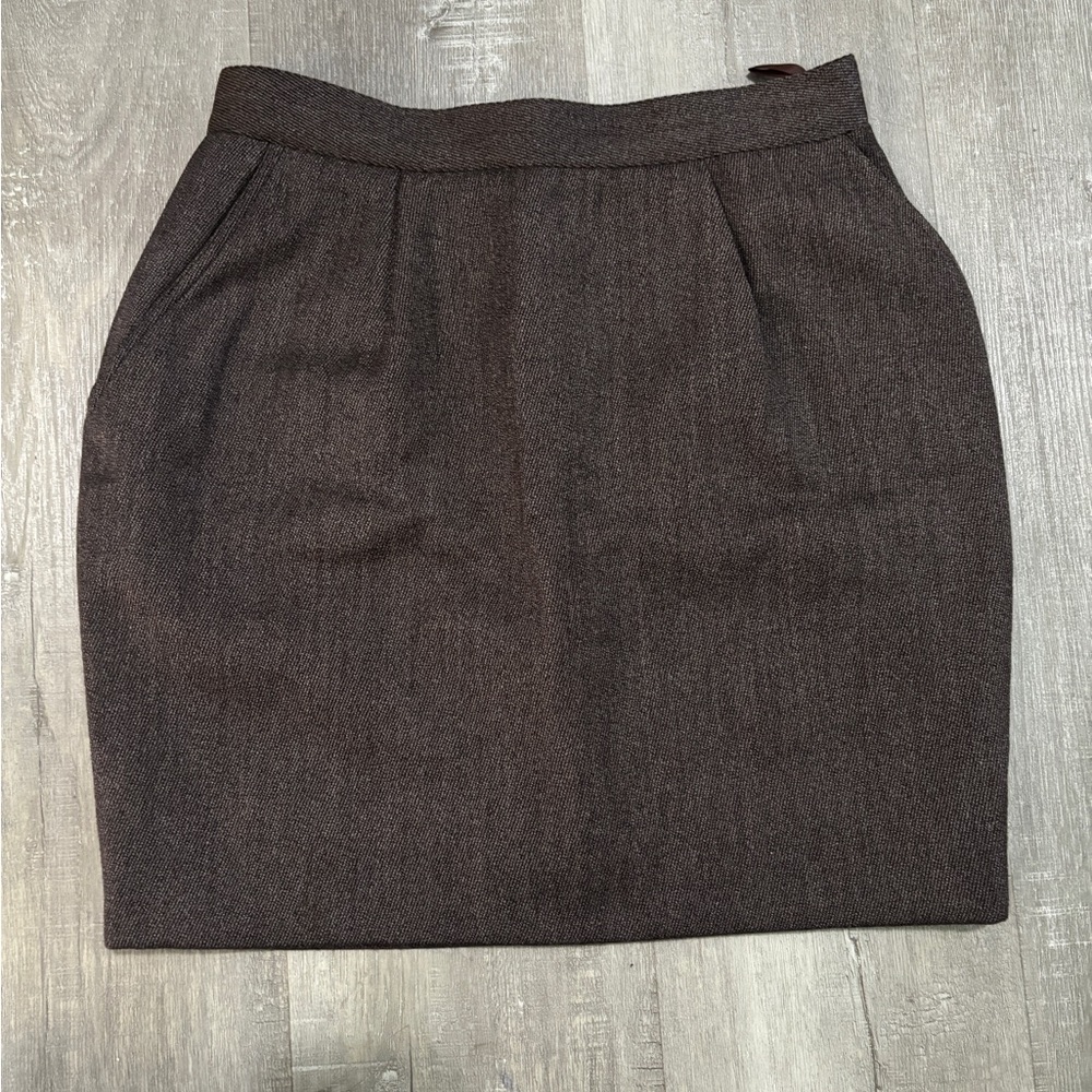 Guy Laroche Boutique Paris Dark Brown Tailored Pencil Skirt Size 1